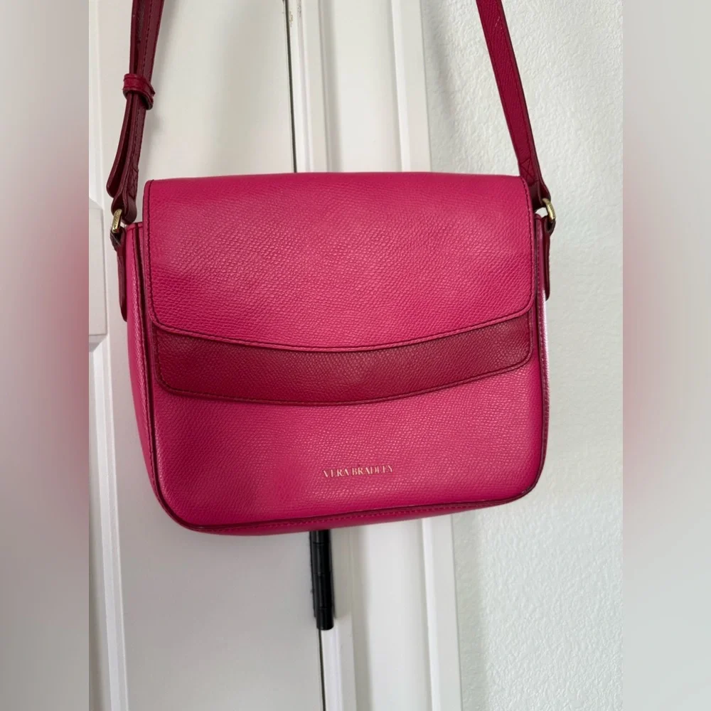 VERA BRADLEY leather Twice as Nice Crossbody Bag Purse - ROUGE PINK - Picture 2 of 15